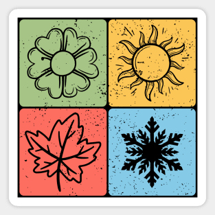 Four Seasons Nature Elements Artistic Design Magnet